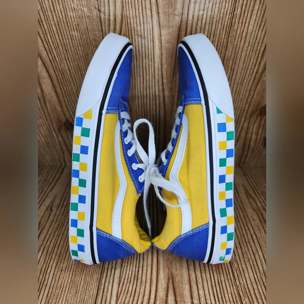 Vans Ward Sneakers Blue Yellow Green Check Color Block Big Kids Size 6‎